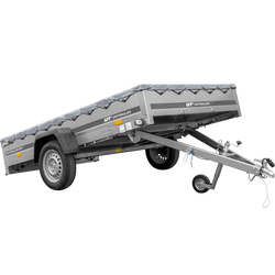 Remorque voiture 264x150 UNITRAILER GARDEN 265 KIPP avec châssis H-0 et bâche grise