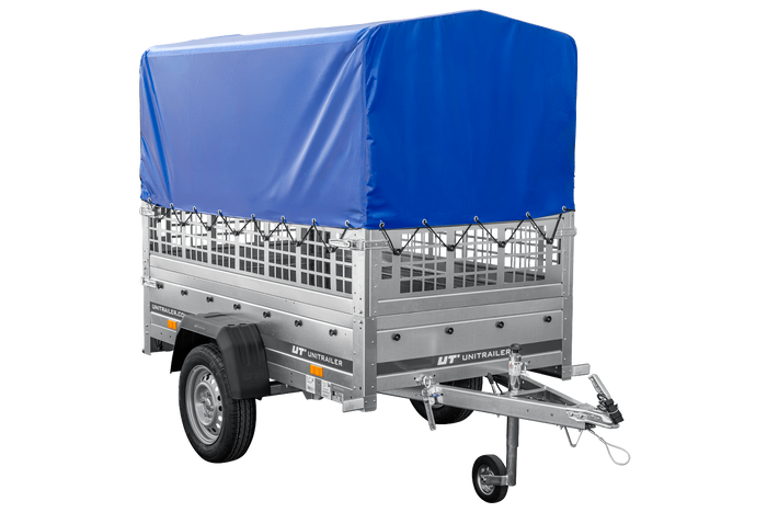Remorque tôle non freinée Garden Trailer 200 KIPP 200x106 cm [avec rehausses grillagées, bâche haute et arceau]