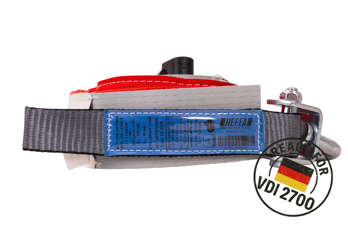 Lot de quatre sangles de transport, d'arrimage pour remorque HEFFA CARLINE 130,  fixation des roues 2,8 m/35 mm/3 t VDI 2700