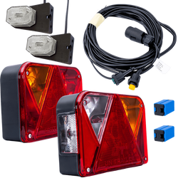 Kit d'éclairage : feux arrière DOBPLAST DPT35 + feux de position latéraux ASPÖCK FLEXIPOINT I + faisceau MANTES 4,5 m 7 broches