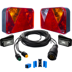 Kit éclairage : feux arrière DOBPLAST + feux de position LED DOBPLAST + faisceau MANTES 5,5 m, 13 broches + connecteurs rapides