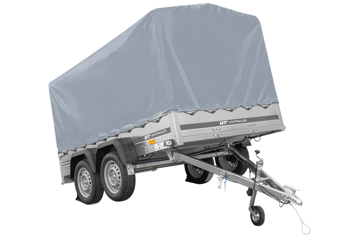 Remorque à deux essieux 264x150 UNITRAILER GARDEN 265/2 KIPP avec châssis H-1100 et bâche grise