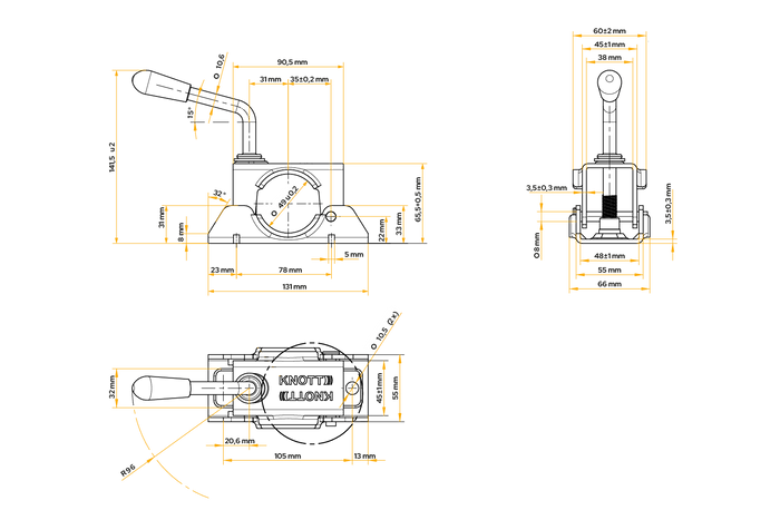 Collier de serrage pour roue jockey KNOTT 400305.001 48mm