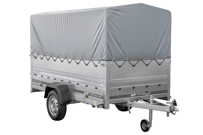 REMORQUE DE JARDIN 264 KIPP AVEC ROUE JOINTE, GLISSIÈRES BIS, CHÂSSIS H-800 ET COUVERCLE GRIS