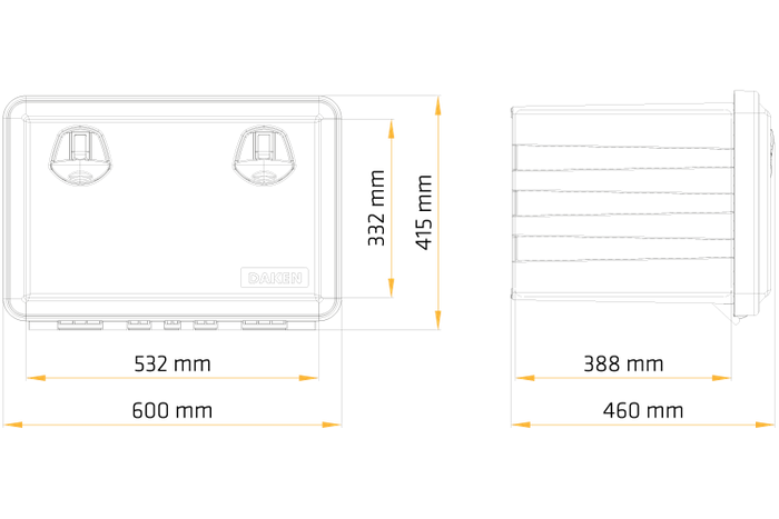 Boîte, coffre à outils  DAKEN 81104 JUST 600x415x460mm 70l avec supports de montage