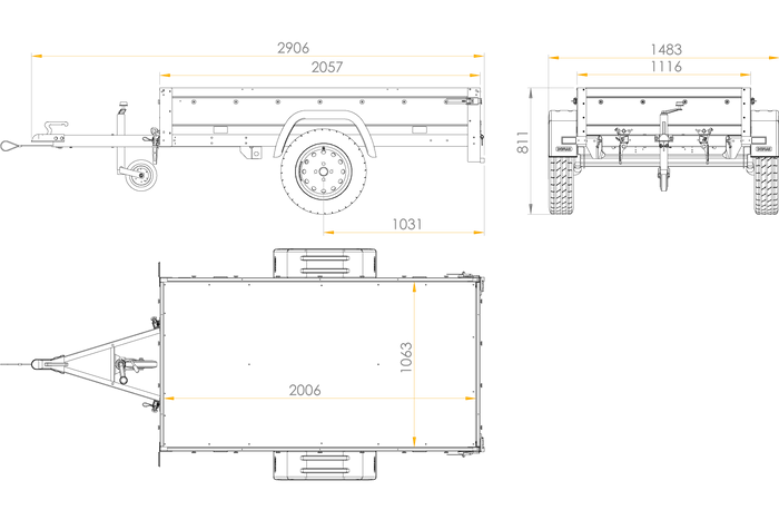 Remorque Garden Trailer 200 Kipp avec roue jockey, rehausses, châssis H-0 et bâche bleue