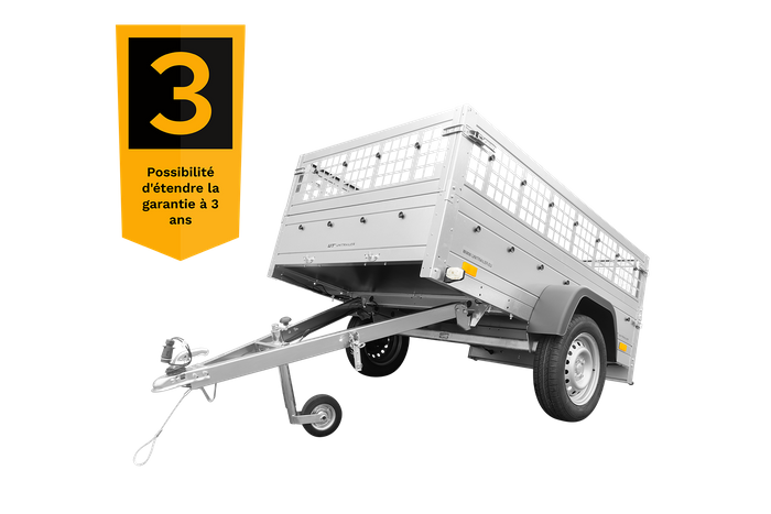 Remorque basculante 200x125 avec ridelles grillagées et roue jockey - Garden Trailer 201 KIPP