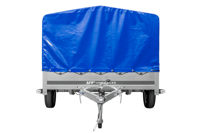 Remorque à un essieu 264x150 UNITRAILER GARDEN 265 KIPP avec arceau H-800 et bâche bleue