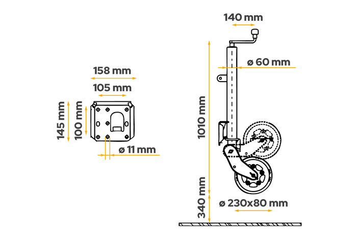 Roue jockey automatique AL-KO 1223638, 500 kg, 60 mm