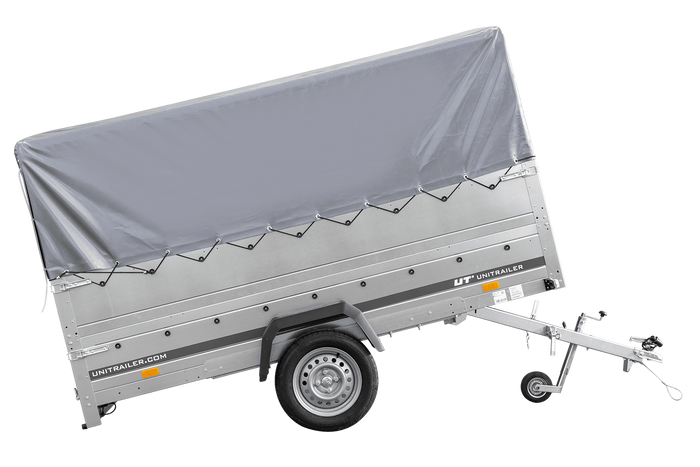 Remorque à essieu simple 264x150 UNITRAILER GARDEN 265 KIPP avec ridelles supplémentaires, arceau H-800 et bâche grise