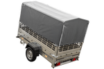 Grande remorque 230x125 avec bâche haute grise, ridelles grillagées et roue jockey - Garden Trailer 230 KIPP