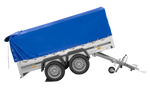 Remorque à deux essieux 264x150 UNITRAILER GARDEN 265/2 KIPP avec châssis H-800 et bâche bleue