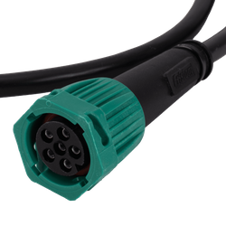 Fiche à baïonnette droite FRISTOM 6 broches pour remorque, verte, avec câble de 1 m
