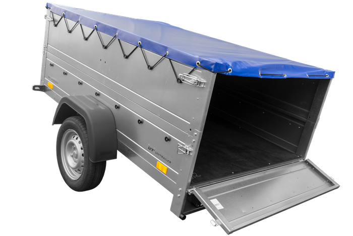 Remorque permis B avec rehausses et bâche plate Garden Trailer 201 KIPP 500 kg 200 x 125 cm