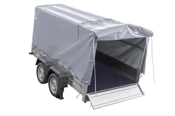 Remorque à deux essieux 264x150 UNITRAILER GARDEN 265/2 KIPP avec châssis H-1100 et bâche grise