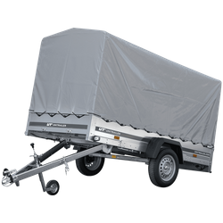 REMORQUE DE JARDIN 264 KIPP AVEC ROUE DE SUPPORT, CADRE H-1100 ET BACHE GRISE