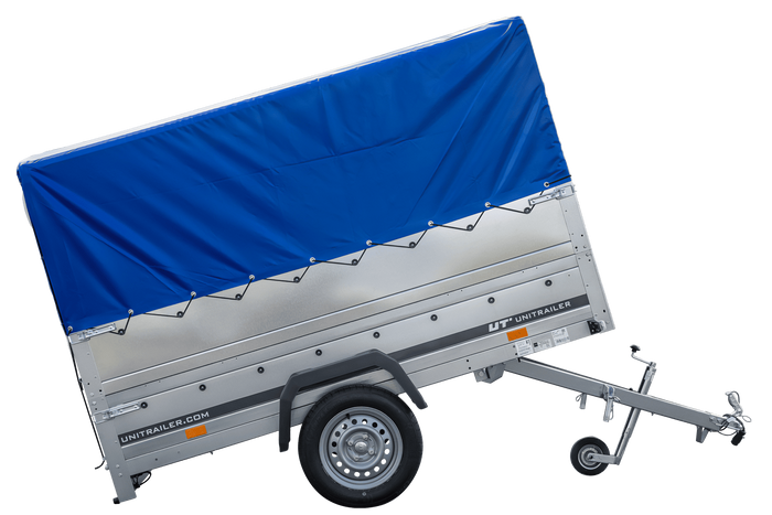 Remorque voiture sans frein 230 x 125 cm Garden Trailer 230 KIPP avec bâche haute, rehausses de ridelles et roue jockey