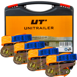 Kit de quatre sangles de transport avec tendeur UNITRAILER 4m/25mm/0,68t en mallette