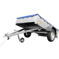 Remorque galvanisée 200x125 cm Garden Trailer 201 KIPP [avec roue jockey, bâche plate bleue et tiges de support pour la bâche plate]