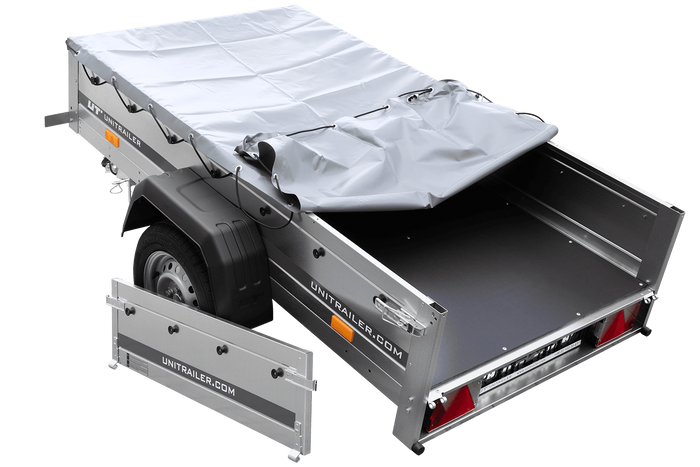 Remorque voiture 200x106 Garden Trailer 200 KIPP avec roue jockey et bâche plate PTAC 750 KG