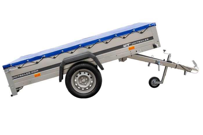Remorque galvanisée 230 x 125 cm Garden Trailer 230 KIPP [avec roue jockey, bâche plate et tiges de support bâche]