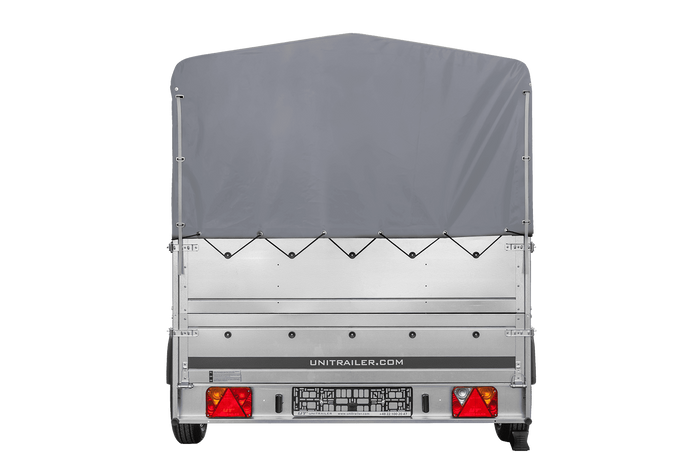 Remorque à essieu simple 264x150 UNITRAILER GARDEN 265 KIPP avec ridelles supplémentaires, arceau H-800 et bâche grise