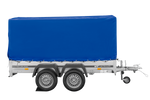 Remorque à deux essieux 264x150 UNITRAILER GARDEN 265/2 KIPP avec châssis H-1100 et bâche bleue