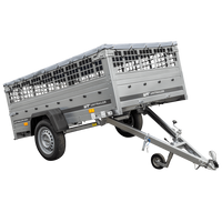 Grande remorque 230x125 avec bâche plate, ridelles grillagées, roue jockey et tiges de support bâche - Garden Trailer 230 KIPP
