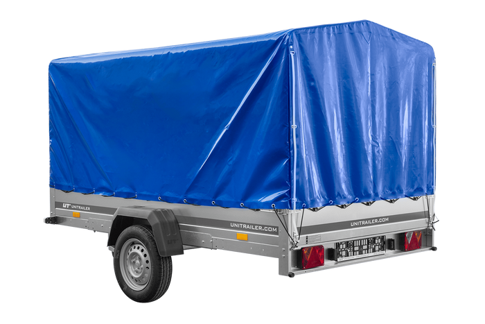 Remorque à essieu 264x150 UNITRAILER GARDEN 265 KIPP avec arceau H-1100 et bâche bleue