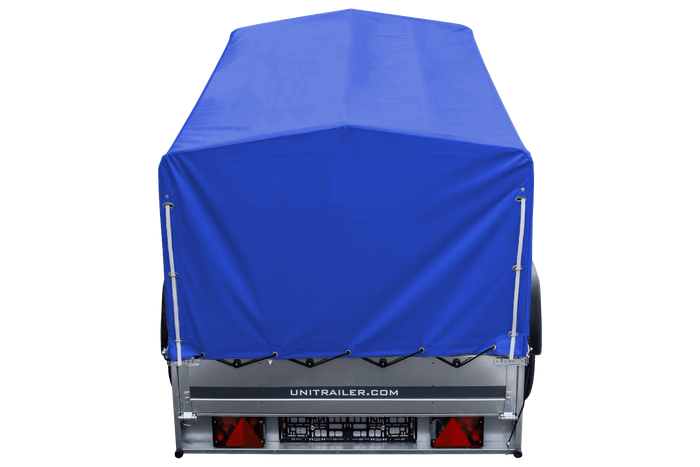 Remorque routière avec bâche haute bleue, arceau H-800 et roue jockey 230x125 Garden Trailer 230 KIPP