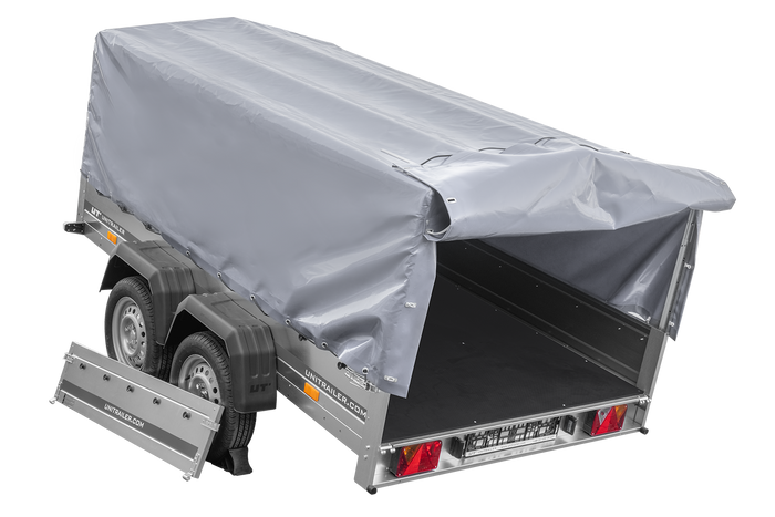 Remorque à deux essieux 264x150 UNITRAILER GARDEN 265/2 KIPP avec châssis H-800 et bâche grise