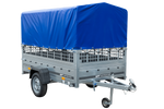 Remorque bâchée d'occasion Garden Trailer 230 KIPP avec rehausses grillagées, bâche haute et roue jockey