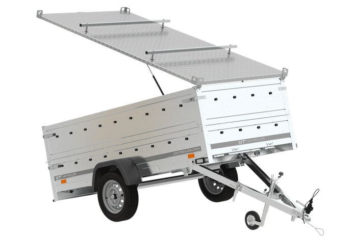 Remorque légère avec bâche Garden Trailer 264 KIPP, bis côtés et roue jockey