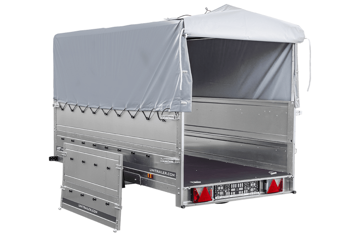 REMORQUE DE JARDIN 264 KIPP AVEC ROUE JOINTE, GLISSIÈRES BIS, CHÂSSIS H-800 ET COUVERCLE GRIS