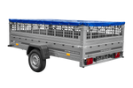 Remorque légère 264x150 UNITRAILER GARDEN 265 KIPP avec ridelles grillagées, châssis H-0 et bâche bleue