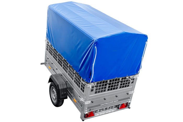 Remorque tôle non freinée Garden Trailer 200 KIPP 200x106 cm [avec rehausses grillagées, bâche haute et arceau]