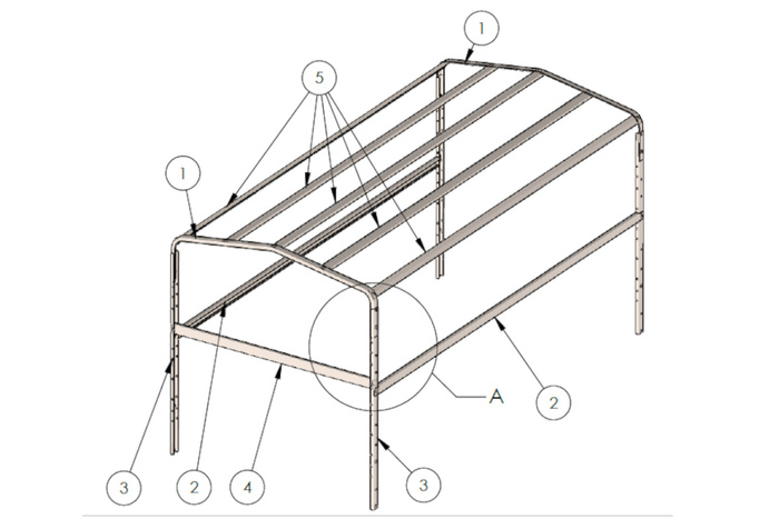Châssis H-1100 pour bâche de la remorque UNITRAILER GARDEN TRAILER 264 et 264/2KIPP 