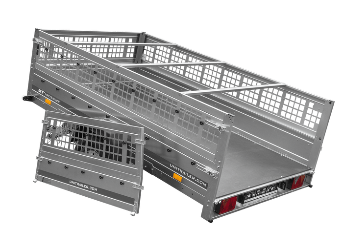 Remorque légère 264x150 UNITRAILER GARDEN 265 KIPP avec ridelles grillagées, châssis H-0 et bâche bleue