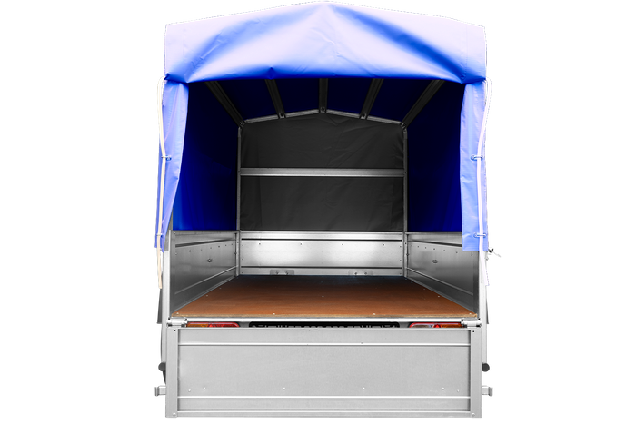 Remorque pliable 750 kg 200 x 125 avec bâche dôme bleue et arceau Garden Trailer 201 KIPP