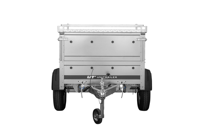 Remorque un essieu 150x106 UNITRAILER GARDEN 150 KIPP avec côtés, ridelles supplementaires et capot en aluminium