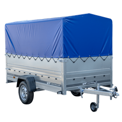 REMORQUE 264 KIPP AVEC ROUE JOCKEY, CÔTÉS RIDELLES SUPPLÉMENTAIRES, CHÂSSIS H-800 ET BACHE BLEUE