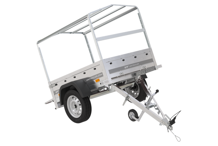 Remorque 1 essieu 150x106 bâche + arceau, PTAC 500 kg Garden Trailer 150 KIPP [avec roue jockey]