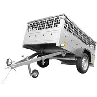 Remorque grillagée 200x125 avec bâche plate grise, tiges de support bâche, ridelles grillagées et roue jockey - Garden Trailer 201 KIPP