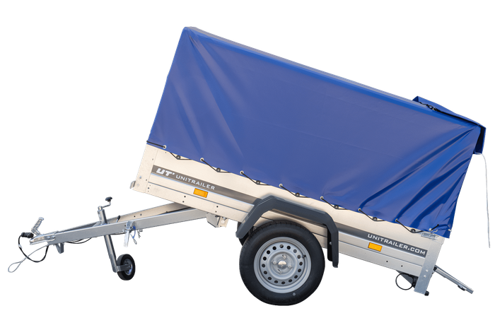 Remorque bagagère Garden Trailer 200 KIPP 200 x 106 cm avec bâche haute bleue, arceau et roue jockey