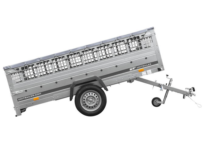 Remorque légère 264x150 UNITRAILER GARDEN 265 KIPP avec ridelles grillagées, châssis H-0 et bâche grise