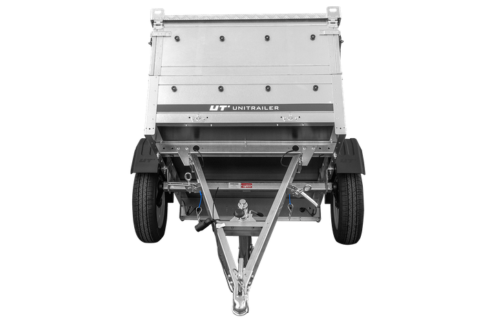 Remorque un essieu 150x106 UNITRAILER GARDEN 150 KIPP avec côtés, ridelles supplementaires et capot en aluminium