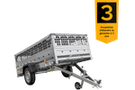 REMORQUE DE JARDIN 264 KIPP AVEC ROUE JOINTE, CÔTÉS GRILLÉS ET BÂCHE PLATE GRIS