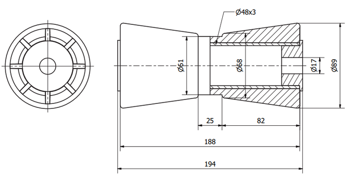 Rouleau de quille de remorque bateau 8 pouces UNITRAILER