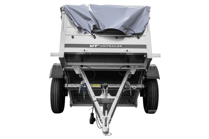 Remorque petite à vendre à benne basculante - Garden Trailer 150 KIPP [avec rehausses de ridelles et bâche plate grise]