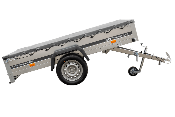 Remorque galvanisée 230 x 125 cm Garden Trailer 230 KIPP [avec roue jockey, bâche plate et tiges de support bâche]